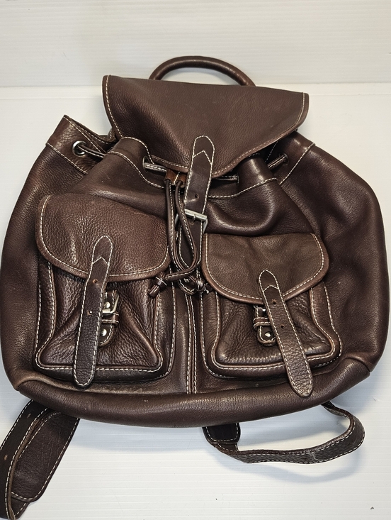 Vintage 90s J.Crew Brown Leather Backpack Purse – Minimalist Rucksack main image 10